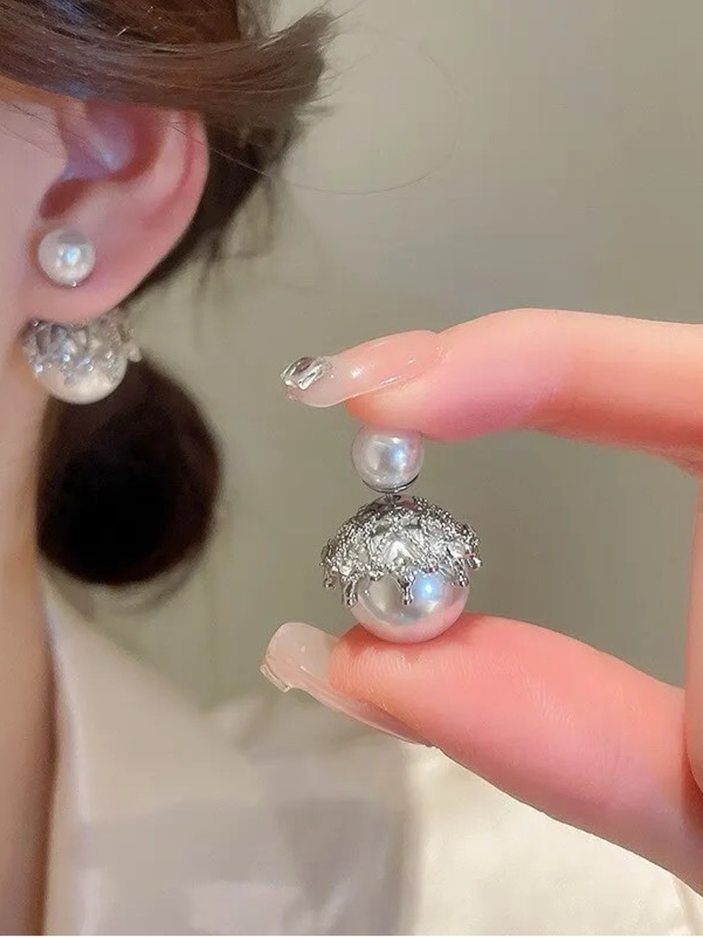 NWT Zircon Imitation Pearl Earrings